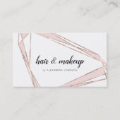 バラ金ゴールド-赤面ピンクジオメトリックヘアメイクアップ 名刺 (正面)