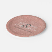 バラ金ゴールド-赤面ピンクスパークルグリッター結婚ズ ペーパープレート (アングル)