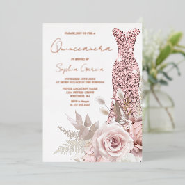 バラ金ゴールド、赤面ピンクドレスキンセアニェラ 実在 箔招待状