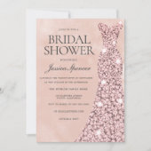 バラ金ゴールド&赤面ピンクブライダルシャワー 招待状 (正面)