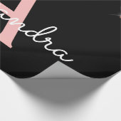 バラ金ゴールド-赤面ピンクブラックグリッターモノグラム名 ラッピングペーパー (角)