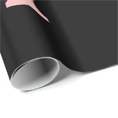 バラ金ゴールド-赤面ピンクブラックグリッターモノグラム名 ラッピングペーパー (ロールコーナー)