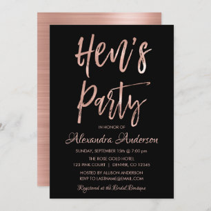 バラ金ゴールド-赤面ピンクヘンズパーティー 招待状