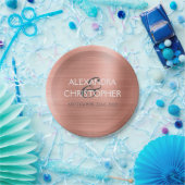 バラ金ゴールド-赤面ピンクモダンフォイル結婚ズ ペーパープレート (パーティー)