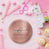 バラ金ゴールド-赤面ピンクモダンフォイル結婚ズ ペーパープレート (パーティー)