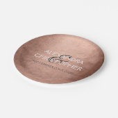 バラ金ゴールド-赤面ピンクモダンフォイル結婚ズ ペーパープレート (アングル)