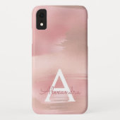 バラ金ゴールド-赤面ピンクモノグラモダンム Case-Mate iPhoneケース (裏面)