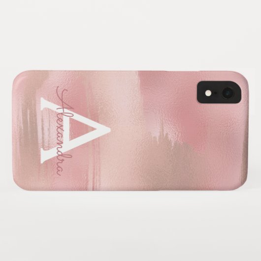 バラ金ゴールド-赤面ピンクモノグラモダンム Case-Mate iPhoneケース (裏面(横))