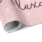 バラ金ゴールド-赤面ピンク子猫プリンセスモノグラム ラッピングペーパー (ロールコーナー)