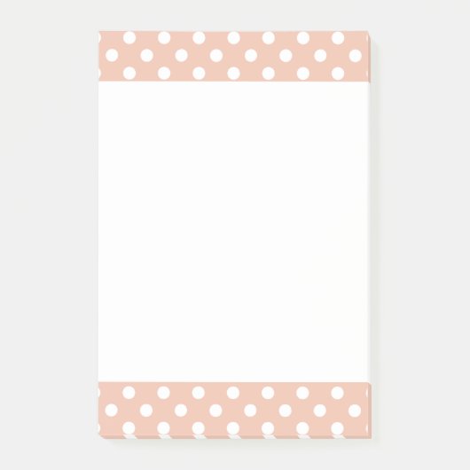 バラ金ゴールド/赤面ピンク水玉模様ポストイットのノートパッド ポストイット (正面)