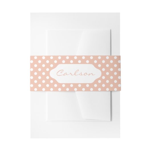 バラ金ゴールド/赤面ピンク&ホワイト水玉模様ベリーバンド 招待状ベリーバンド (正面例)