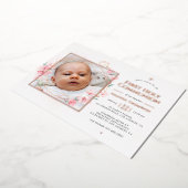 バラ金ゴールド&赤面幾何学フローラ聖餐式 箔招待状 (回転した状態)