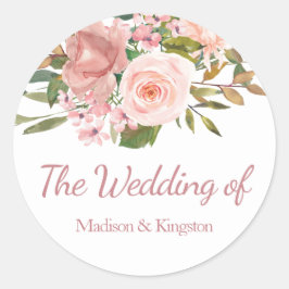 バラ金ゴールド&赤面花結婚式の引き出物シール ラウンドシール