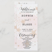 バラ金ゴールド、赤面&オフホワイトスターズ結婚式 プログラム (正面/裏面)