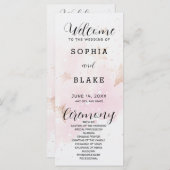 バラ金ゴールド、赤面&オフホワイトスターズ結婚式 プログラム (正面/裏面)