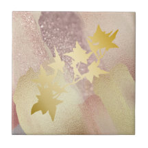 バラ金ゴールド、金ゴールドセラミックタイル（4.25インチx 4.25インチ）