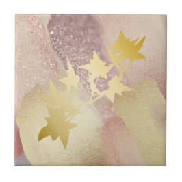 バラ金ゴールド、金ゴールドセラミックタイル（4.25インチx 4.25インチ） タイル