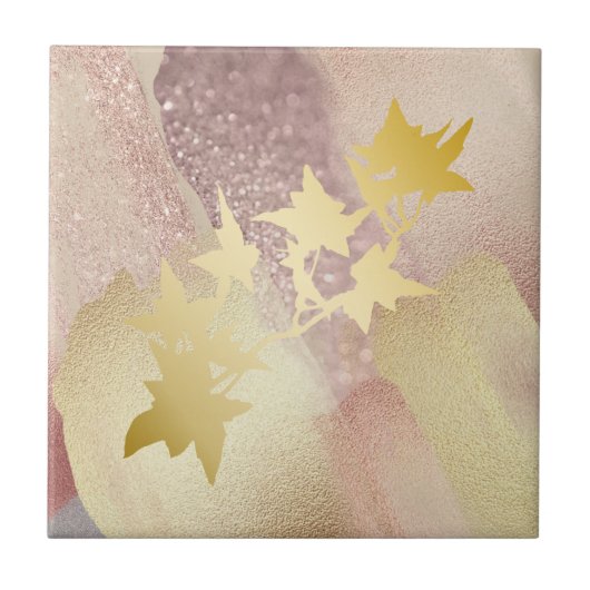 バラ金ゴールド、金ゴールドセラミックタイル(4.25インチx 4.25インチ) タイル (正面)