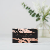 バラ金ゴールド – 黒エレガントピンクマーブル 名刺 (スタンド正面)