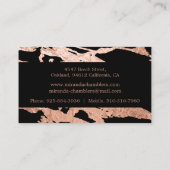 バラ金ゴールド – 黒エレガントピンクマーブル 名刺 (裏面)