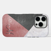 バラ金ゴールド、黒板、大理石 – モノグラムを追加 Case-Mate iPhoneケース (裏面 (横))