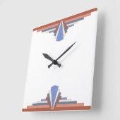 バラ金ゴールド& blue01のアートデコ要素 スクエア壁時計 (傾斜)