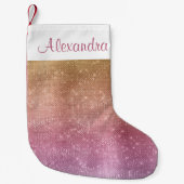 バラ金ゴールド- Purple - Pink Sparkle – 名前を追加 スモールクリスマスストッキング (正面)