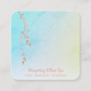 *~*バラ金ゴールド+ Willow Tree Branch Pastel スクエア名刺