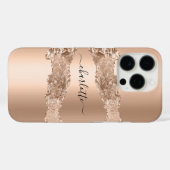 バラ金ゴールドagate大理石名スクリプト Case-Mate iPhoneケース (裏面 (横))