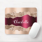 バラ金ゴールドburgundy agate marble nameスクリプト マウスパッド (マウス)