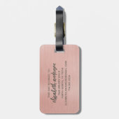 バラ金ゴールドGlamブラシ仕上げ金属モノグラム名スクリプト ラゲッジタグ (裏面縦)