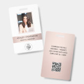 バラ金ゴールドIDカード金属従業員の写真 バッジ (表裏)