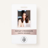 バラ金ゴールドIDカード金属従業員の写真 バッジ (正面)