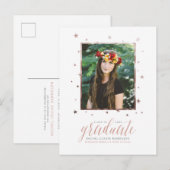 バラ金ゴールドin the stars写真卒業はがき インビテーションポストカード (正面/裏面)