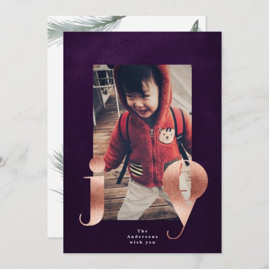 バラ金ゴールドJOYフレームホリデークリスマスフォトカード シーズンカード (正面/裏面)