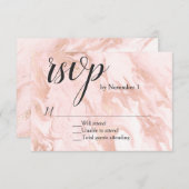 バラ金ゴールドmarbled結婚式RSVPカード 出欠カード (正面/裏面)