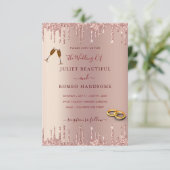 バラ金ゴールドQRコード結婚式招待状テンプレート (スタンド正面)