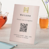 バラ金ゴールドQRコード顧客登録へようこそ 台座サイン (インサイチュ)
