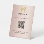バラ金ゴールドQRコード顧客登録へようこそ 台座サイン (正面)