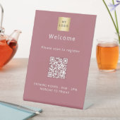 バラ金ゴールドQRコード顧客登録へようこそ 台座サイン (インサイチュ)
