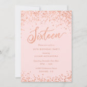 バラ金ゴールドSweet sixteenフェイク箔 招待状 (正面)