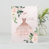 バラ金ゴールドSweet sixteen赤面水彩の花 招待状 (スタンド正面)