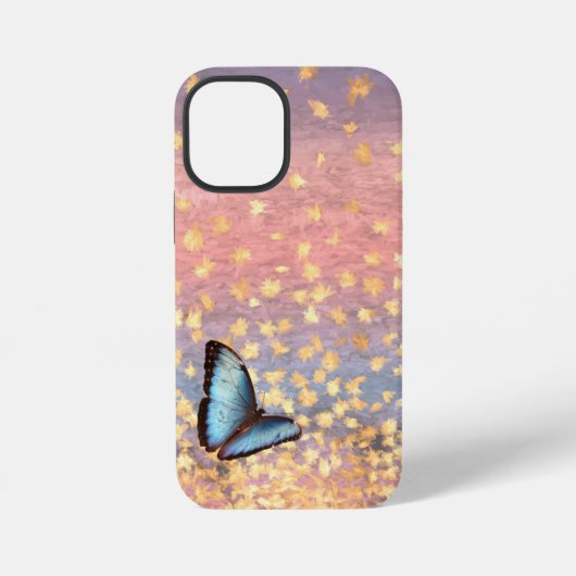 バラ金フラグメント抽象デザイン蝶々 iPhoneケース (裏面)