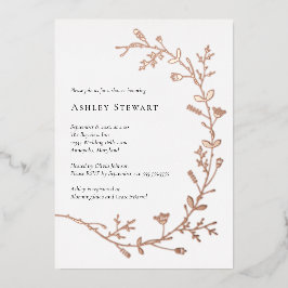 バラ金箔つる植物スクロールブライダルシャワー 箔招待状