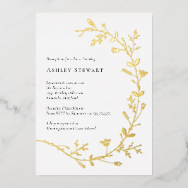 バラ金箔つる植物スクロールブライダルシャワー 箔招待状