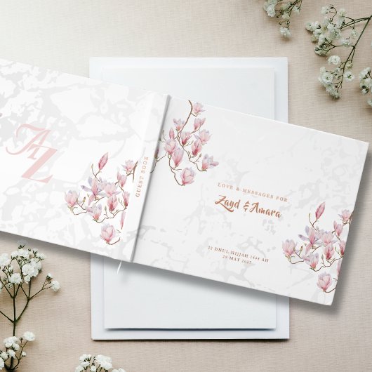 バラ金箔とモクレンを使った結婚式ゲストブック ゲストブック