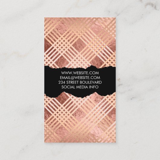 バラ金箔とライン | テクスチャの破れ 名刺 (裏面)