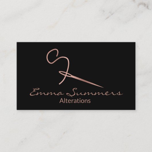 バラ金箔ねじ針縫い変更 名刺 (正面)