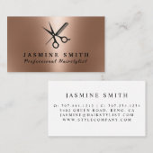 バラ金箔はさみ及び櫛ロゴヘアスタイリスト 名刺 (正面/裏面)