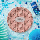 バラ金箔キリン模様 ペーパープレート (パーティー)